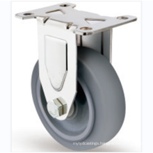 High Quality Medium Duty 75/100/125mm' Rigid Plate Grey Thermoplastic Rubber Casters Wheel With Brake